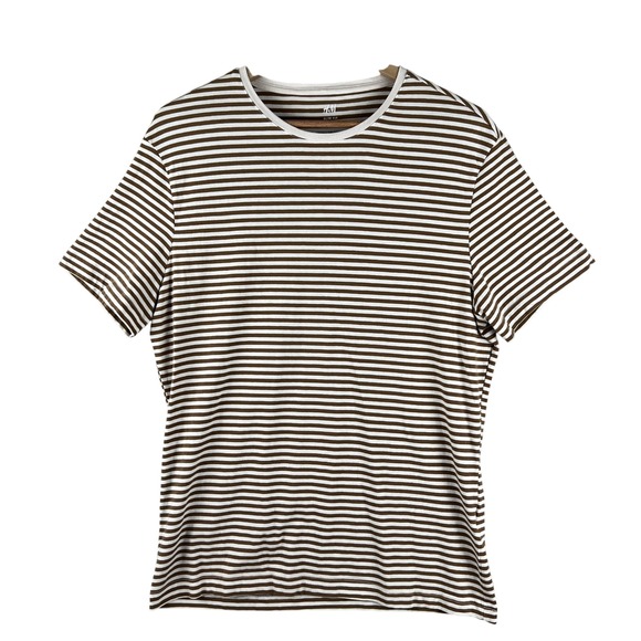 H&M Other - H&M Slim Fit Striped T-Shirt Mens L Brown White Crew Neck Casual Top